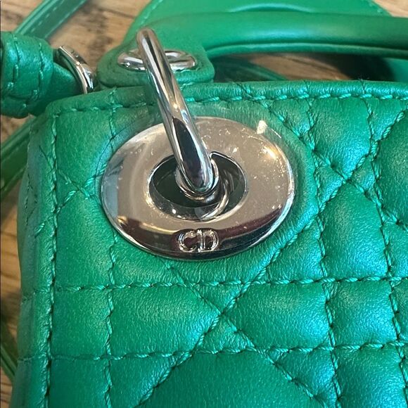 Christian Dior Lady Dior Bag Cannage Quilt Lambskin Micro Fern Green - Picture 9 of 11